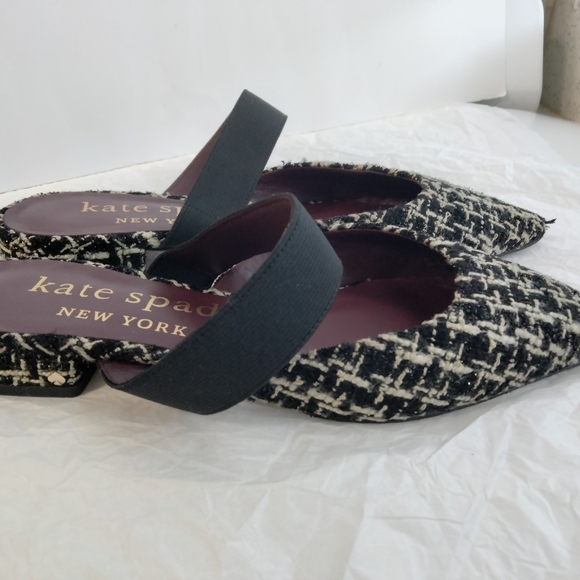 Kate Spade  Mules Tweed Black and White  Size 7 - Picture 15 of 16